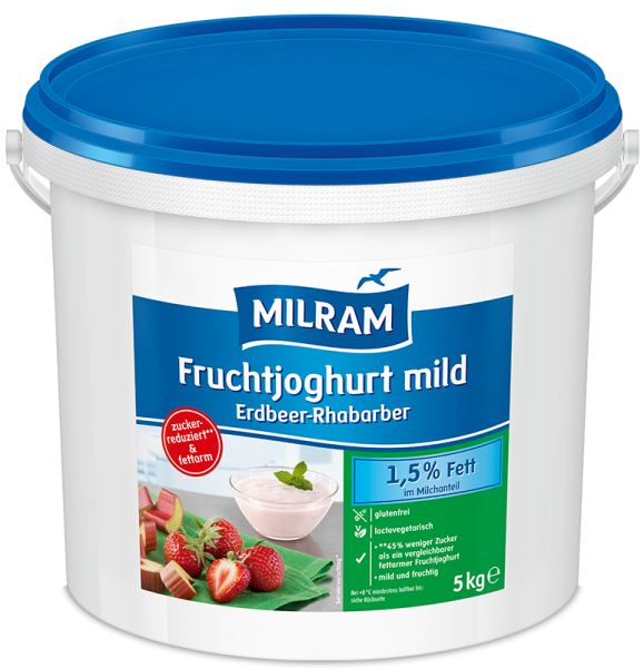 Magere Fruityoghurt Aardbei - Rabarber 1,5% vet 5kg